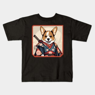 Samurai corgi Kids T-Shirt